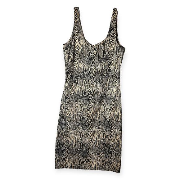 Michael Kors Snakeskin Print Sheath Dress Beige Black Bodycon Cocktail Size 6 - Picture 3 of 14